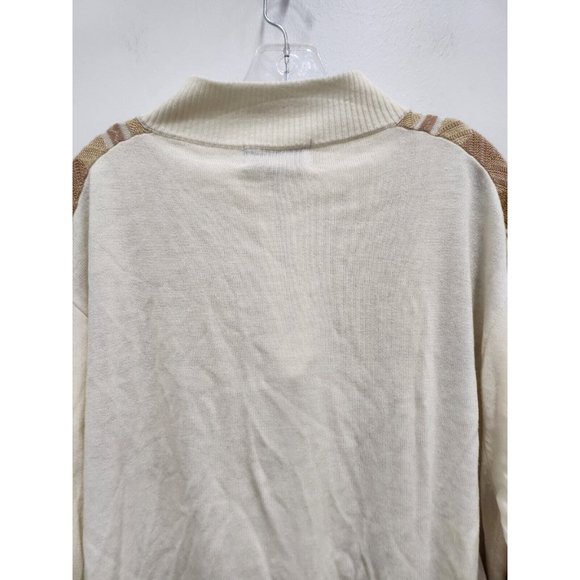 Stacy Adams Mens Sweater Size XL Cream Tan 1/4 Zip Pullover Knit Long Sleeve - Picture 9 of 10